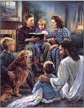 family at the feet of jesus